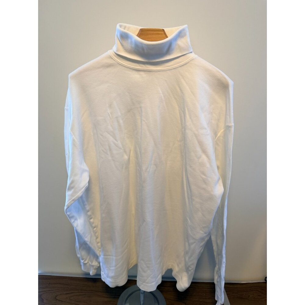 Vtg J Crew Oarsman Turtle Neck Sweater Mens L Long Sleeve White Made In USA